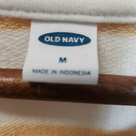 Old Navy Womens TOP Size MYellow/White Striped with Ruffles Short Sleeve - Picture 2 of 6